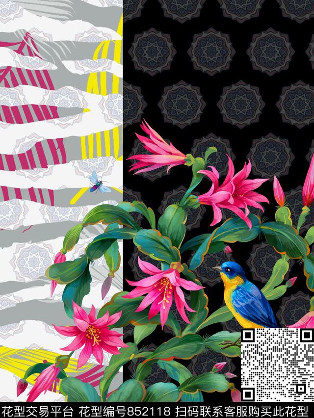 花朵民族风波西米亚数码印花华亿平台下载（图片编号: 852118） - 瓦栏（Walan）