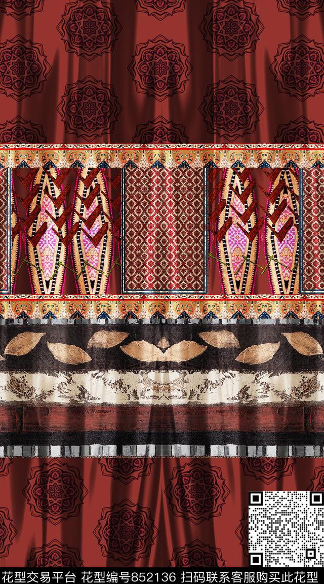 中国风波西米亚民族风数码印花华亿平台下载（图片编号: 852136） - 瓦栏（Walan）