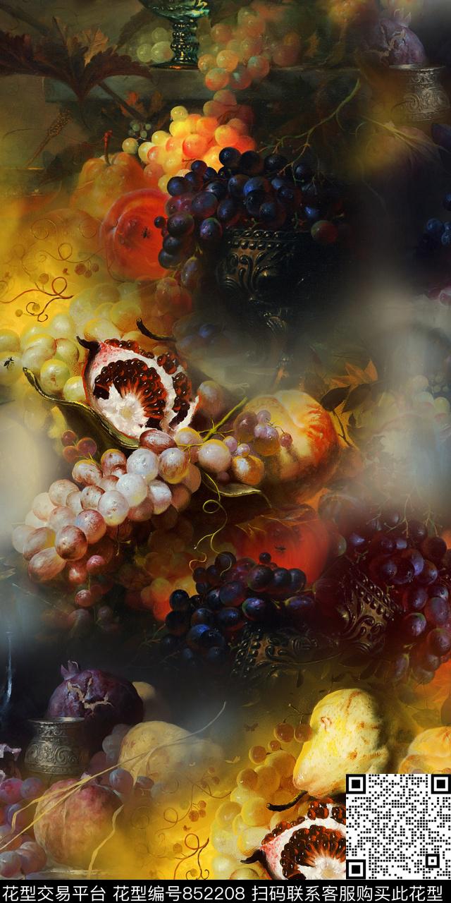 趣味水果抽象数码印花华亿平台下载（图片编号: 852208） - 瓦栏（Walan）