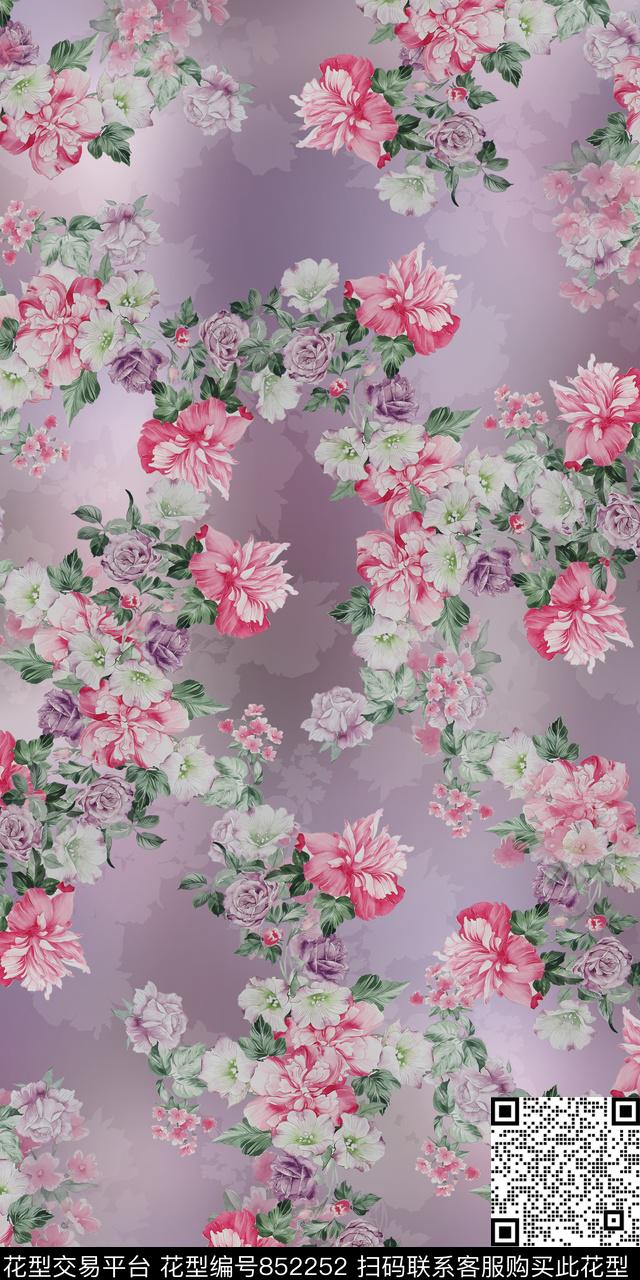 花卉水彩数码数码印花华亿平台下载（图片编号: 852252） - 瓦栏（Walan）