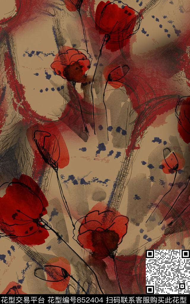 波西米亚民族风中国风数码印花华亿平台下载（图片编号: 852404） - 瓦栏（Walan）