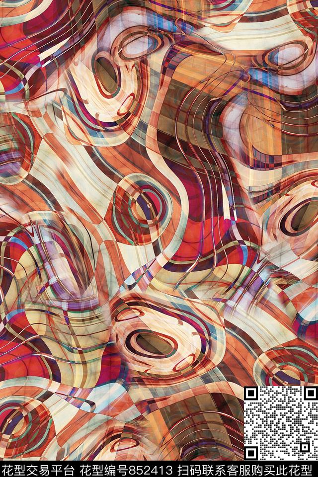 抽象数码几何数码印花华亿平台下载（图片编号: 852413） - 瓦栏（Walan）