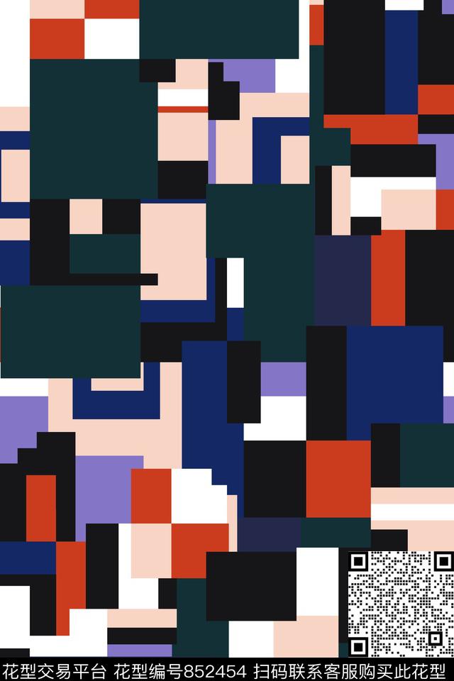 女装几何四方连续数码印花华亿平台下载（图片编号: 852454） - 瓦栏（Walan）