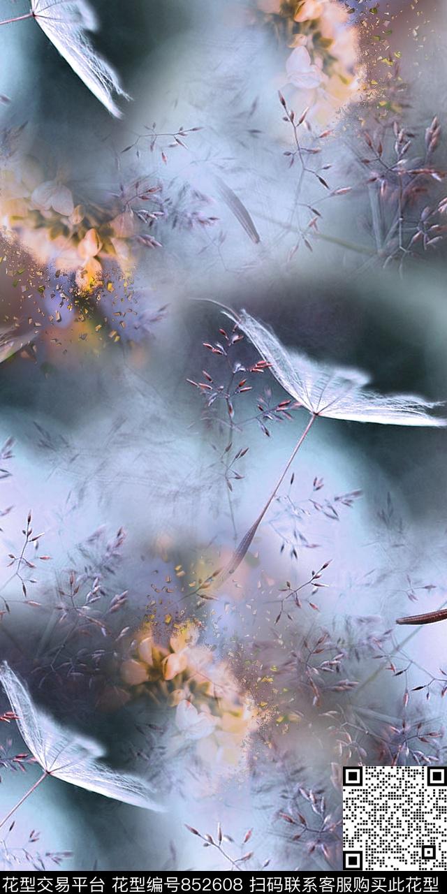 趣味蒲公英抽象数码印花华亿平台下载（图片编号: 852608） - 瓦栏（Walan）