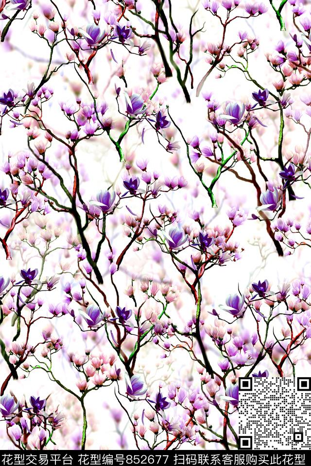 女装中国风花卉数码印花华亿平台下载（图片编号: 852677） - 瓦栏（Walan）