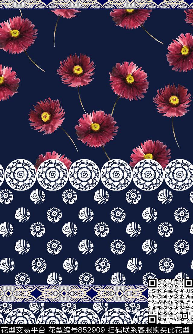 波西米亚民族风美式风格数码印花华亿平台下载（图片编号: 852909） - 瓦栏（Walan）