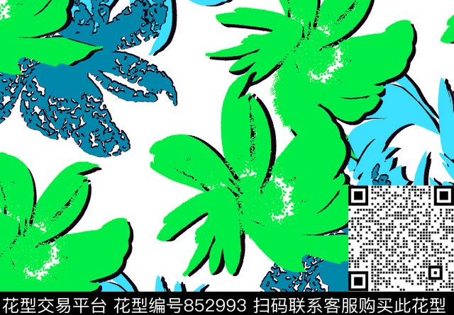 大花花朵花卉传统印花华亿平台下载（图片编号: 852993） - 瓦栏（Walan）