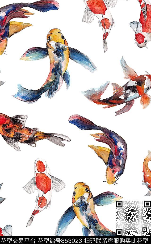 动物鱼金鱼数码印花华亿平台下载（图片编号: 853023） - 瓦栏（Walan）