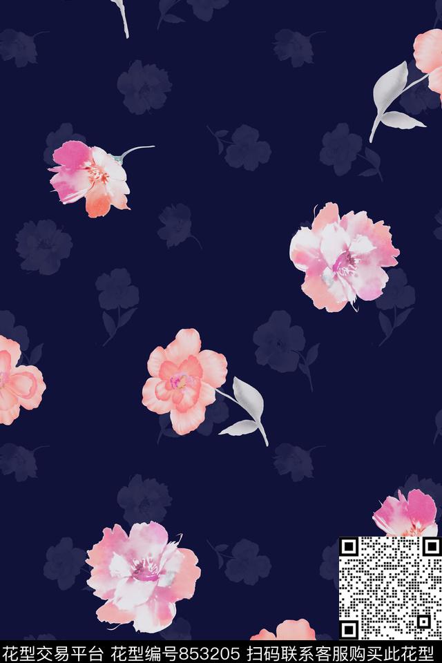 玫瑰花朵花卉数码印花华亿平台下载（图片编号: 853205） - 瓦栏（Walan）