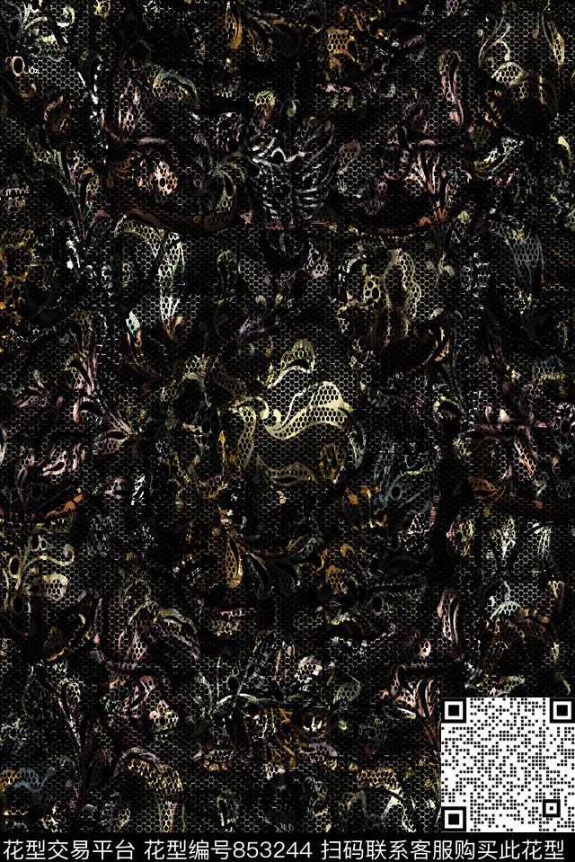 抽象纹理蕾丝纹理男装夹克华亿平台数码印花华亿平台下载（图片编号: 853244） - 瓦栏（Walan）