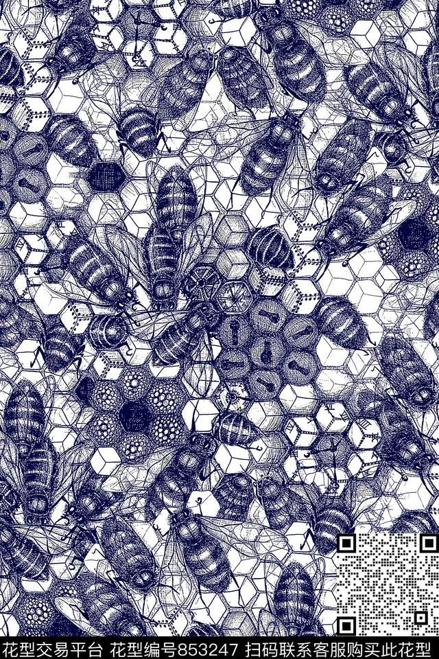 昆虫几何纹理男装华亿平台传统印花华亿平台下载（图片编号: 853247） - 瓦栏（Walan）