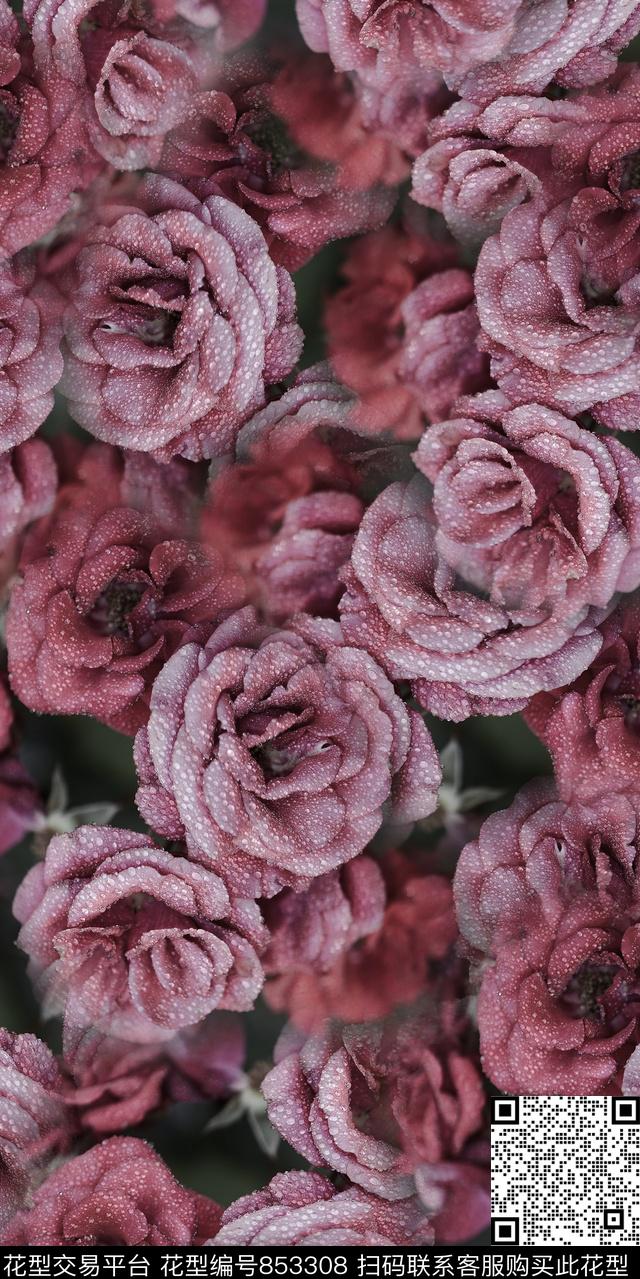 乱花大花牡丹数码印花华亿平台下载（图片编号: 853308） - 瓦栏（Walan）