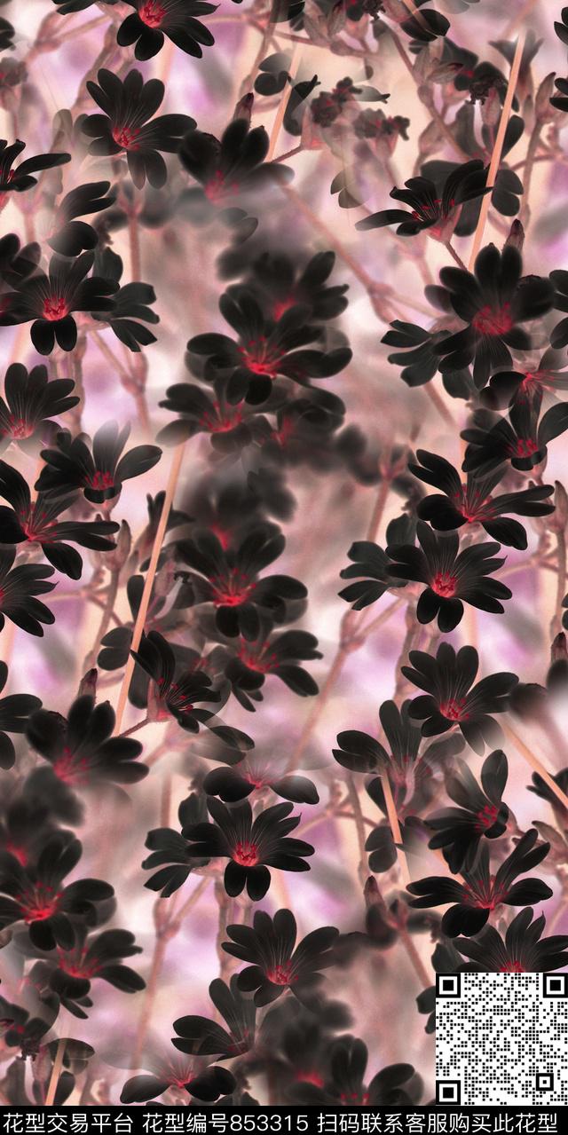 曼陀罗乱花罂粟花数码印花华亿平台下载（图片编号: 853315） - 瓦栏（Walan）