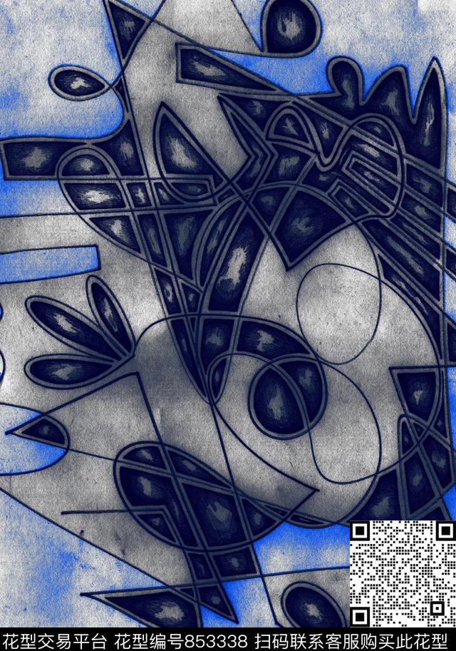 抽象名族不规则数码印花华亿平台下载（图片编号: 853338） - 瓦栏（Walan）