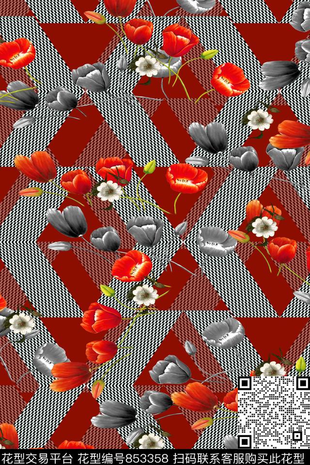 花卉几何女装数码印花华亿平台下载（图片编号: 853358） - 瓦栏（Walan）