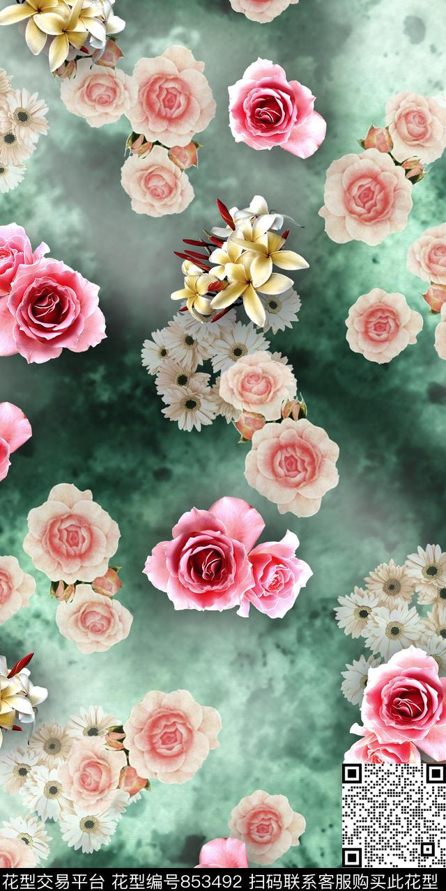 玫瑰意大利欧美数码印花华亿平台下载（图片编号: 853492） - 瓦栏（Walan）