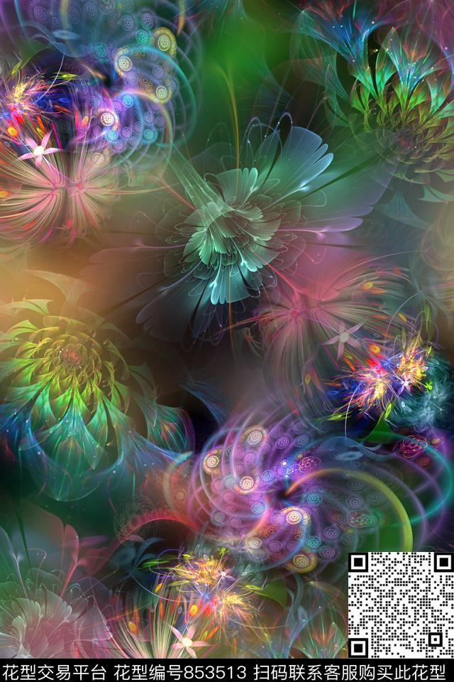 抽象几何分形数码印花华亿平台下载（图片编号: 853513） - 瓦栏（Walan）