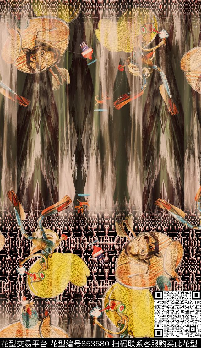 民族风水印波西米亚数码印花华亿平台下载（图片编号: 853580） - 瓦栏（Walan）