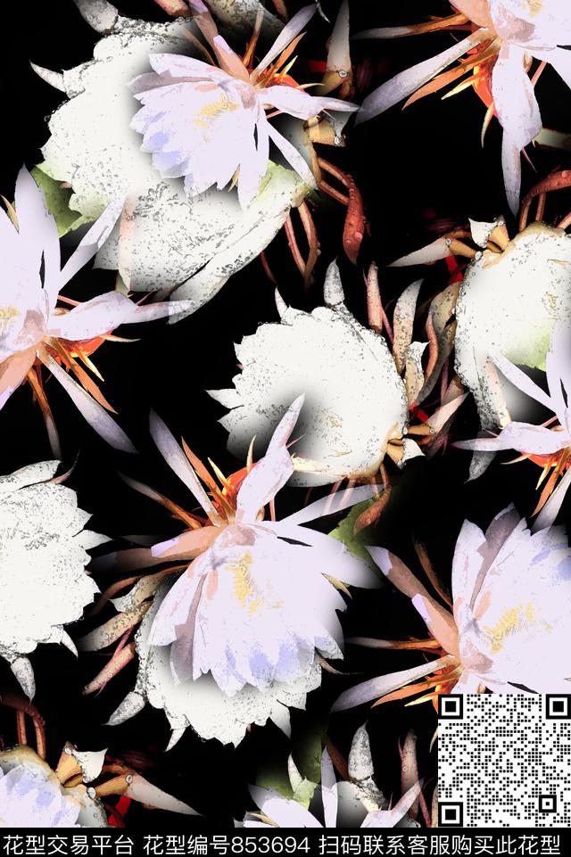 女装时尚花卉数码印花华亿平台下载（图片编号: 853694） - 瓦栏（Walan）