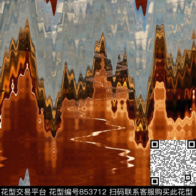 山川波浪风景数码印花华亿平台下载（图片编号: 853712） - 瓦栏（Walan）