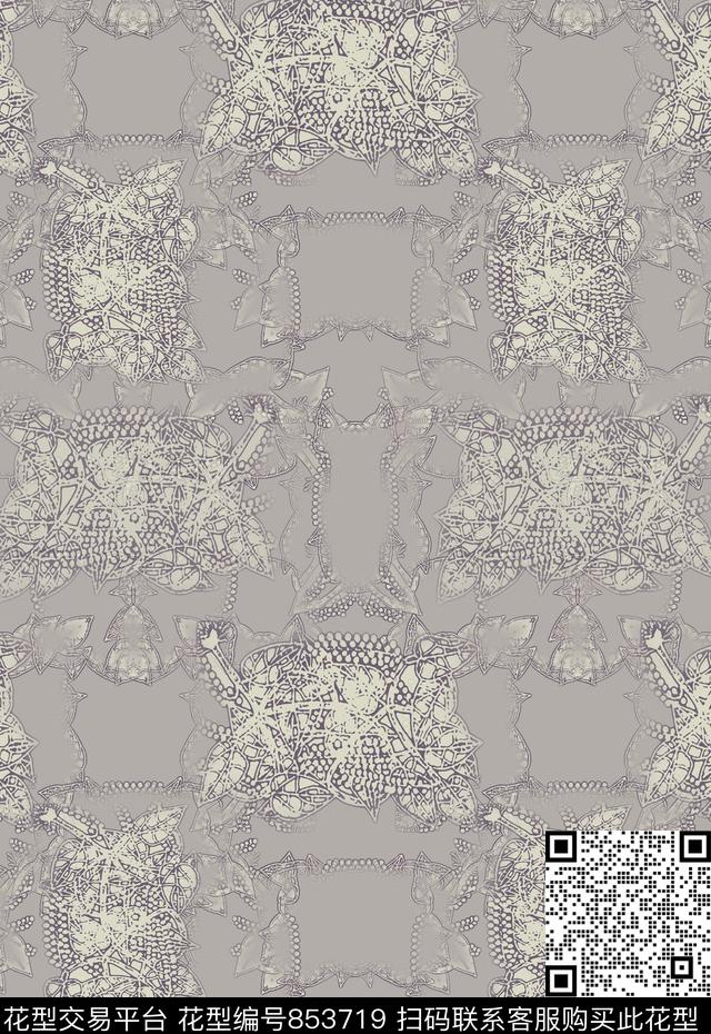 手绘线条笔触抽象图案迷彩花卉传统印花华亿平台下载（图片编号: 853719） - 瓦栏（Walan）