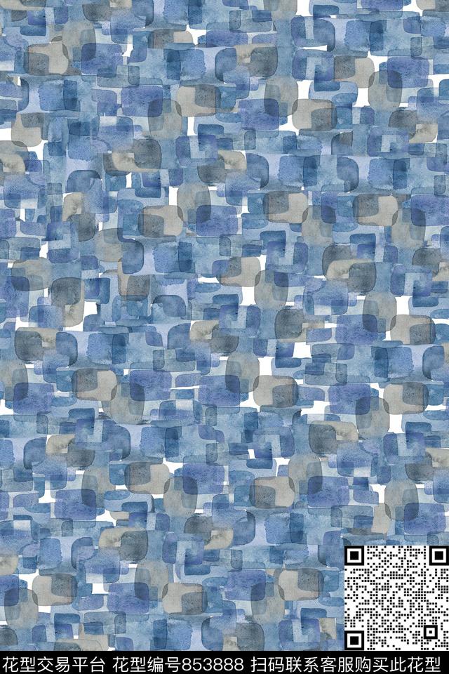 手绘抽象笔触数码印花华亿平台下载（图片编号: 853888） - 瓦栏（Walan）