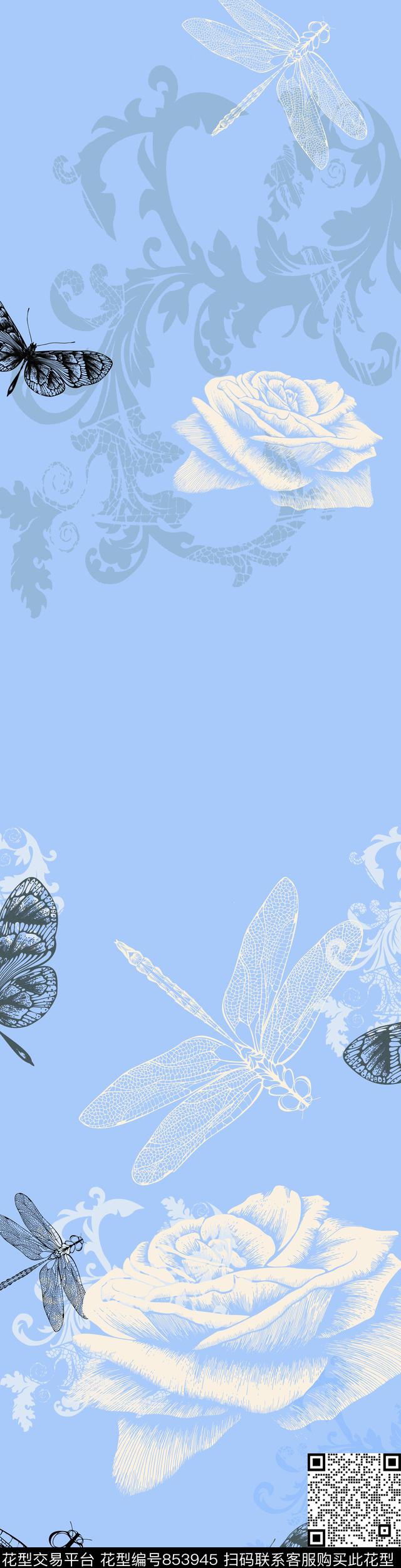 黑白花卉动物数码印花华亿平台下载（图片编号: 853945） - 瓦栏（Walan）