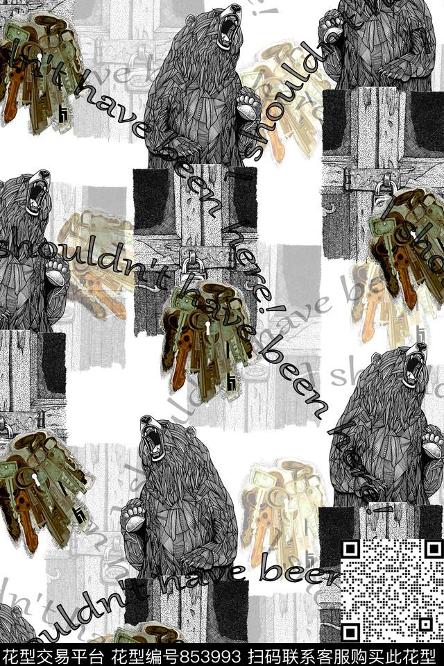 动物男装抽象数码印花华亿平台下载（图片编号: 853993） - 瓦栏（Walan）