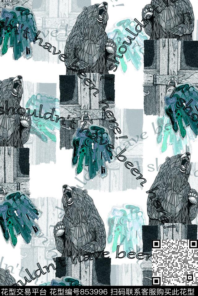 动物男装抽象数码印花华亿平台下载（图片编号: 853996） - 瓦栏（Walan）