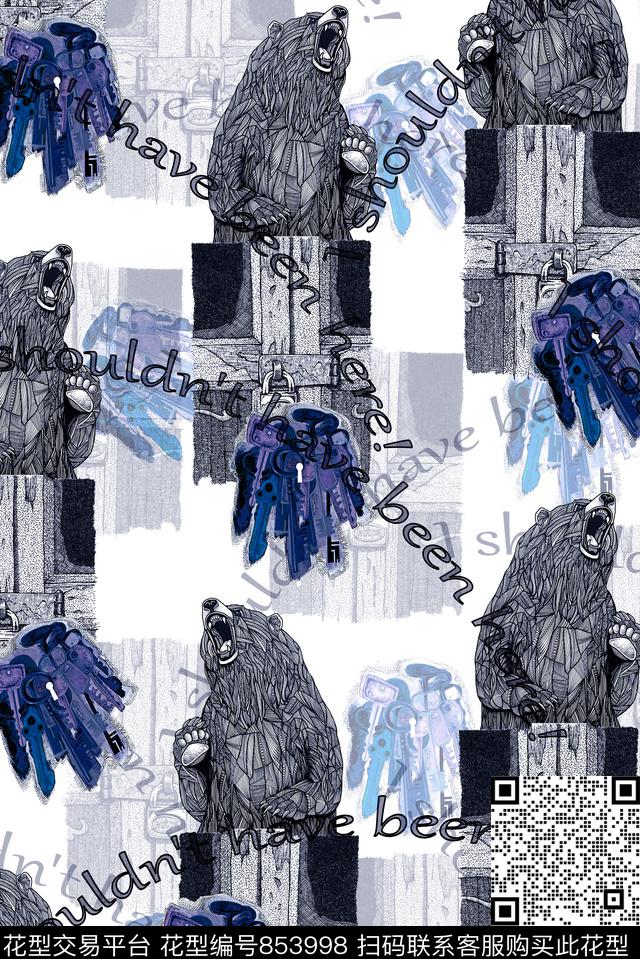 动物男装抽象数码印花华亿平台下载（图片编号: 853998） - 瓦栏（Walan）