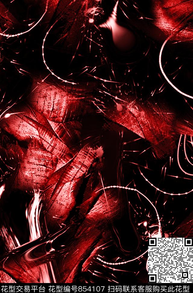 花卉清新风抽象创意数码印花华亿平台下载（图片编号: 854107） - 瓦栏（Walan）