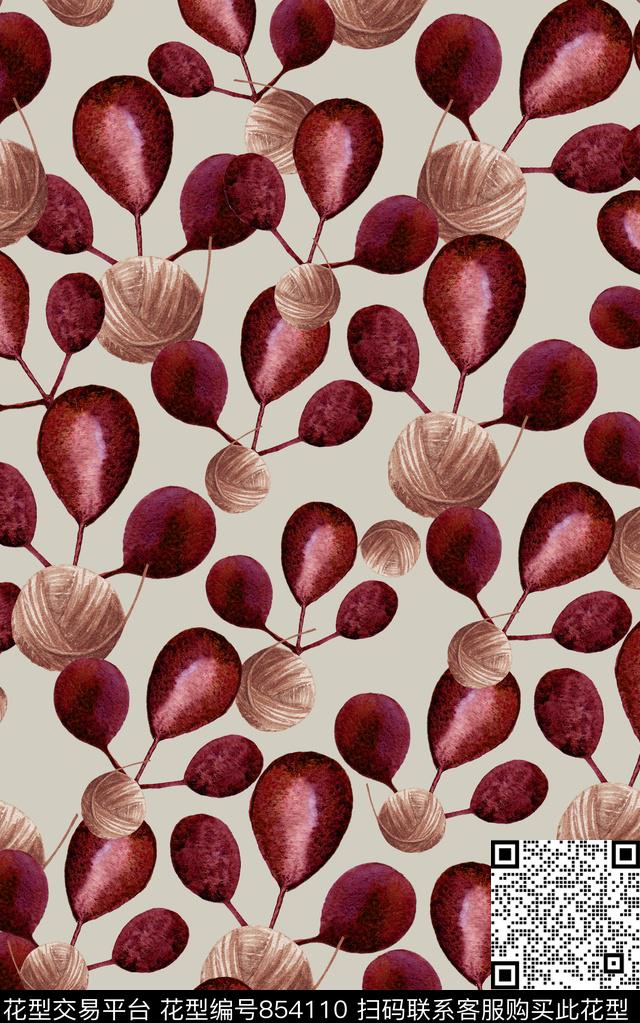 仙人掌趣味毛线球数码印花华亿平台下载（图片编号: 854110） - 瓦栏（Walan）