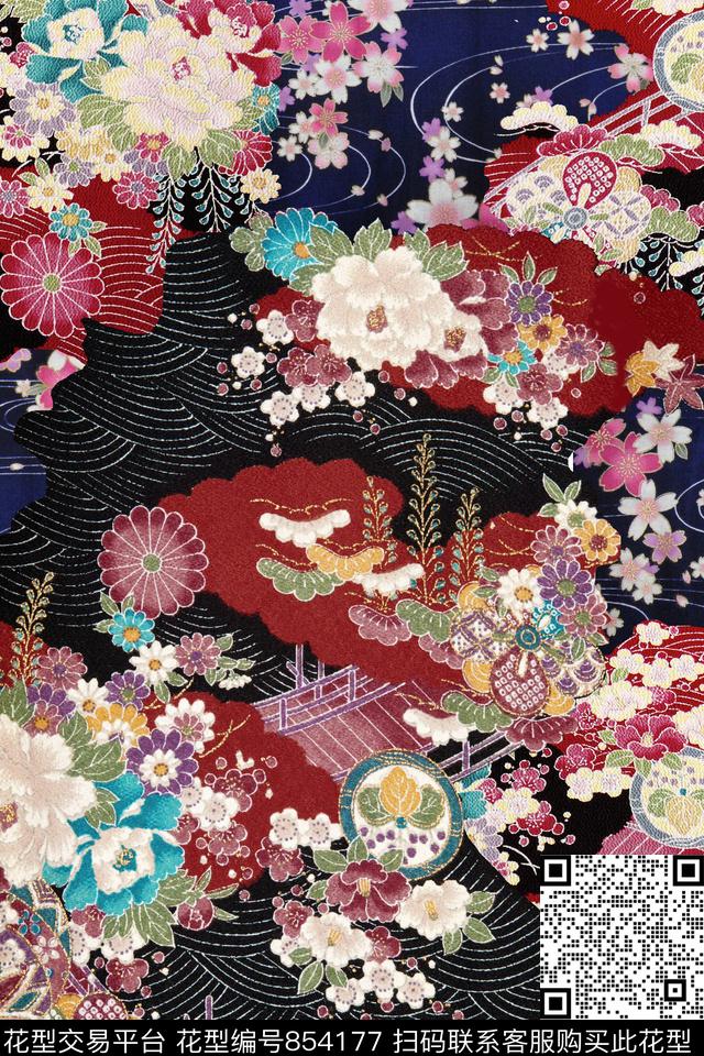 民族风中国风花卉数码印花华亿平台下载（图片编号: 854177） - 瓦栏（Walan）