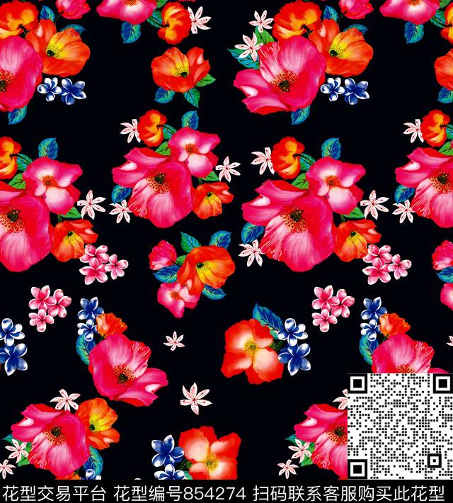 牡丹花朵花卉传统印花华亿平台下载（图片编号: 854274） - 瓦栏（Walan）