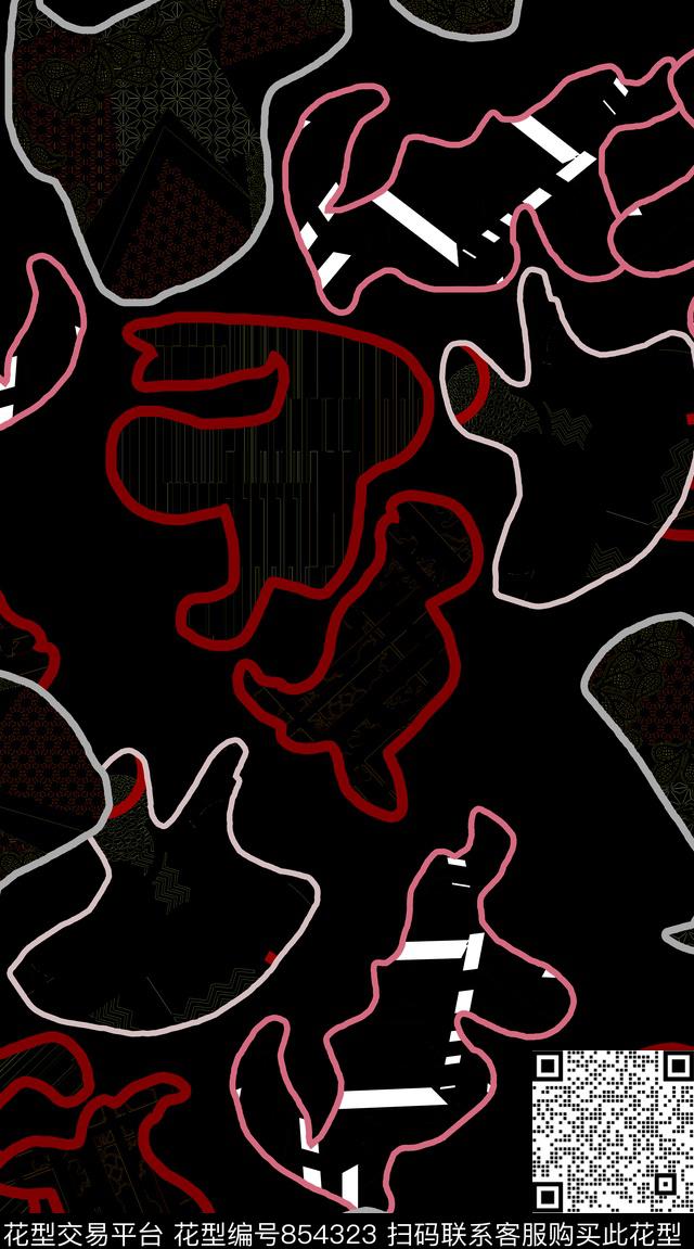 创意服装面料创意图案设计男装数码印花华亿平台下载（图片编号: 854323） - 瓦栏（Walan）