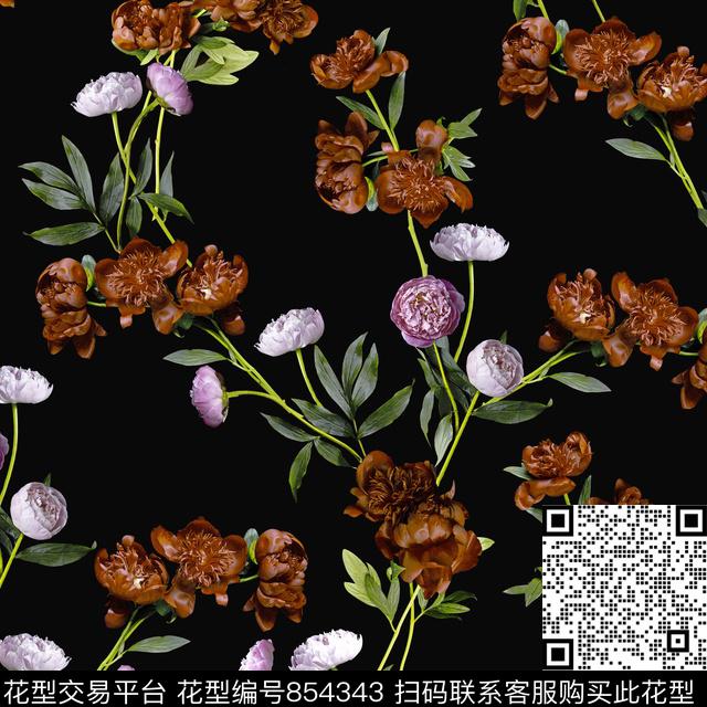 花朵花卉数码印花华亿平台下载（图片编号: 854343） - 瓦栏（Walan）