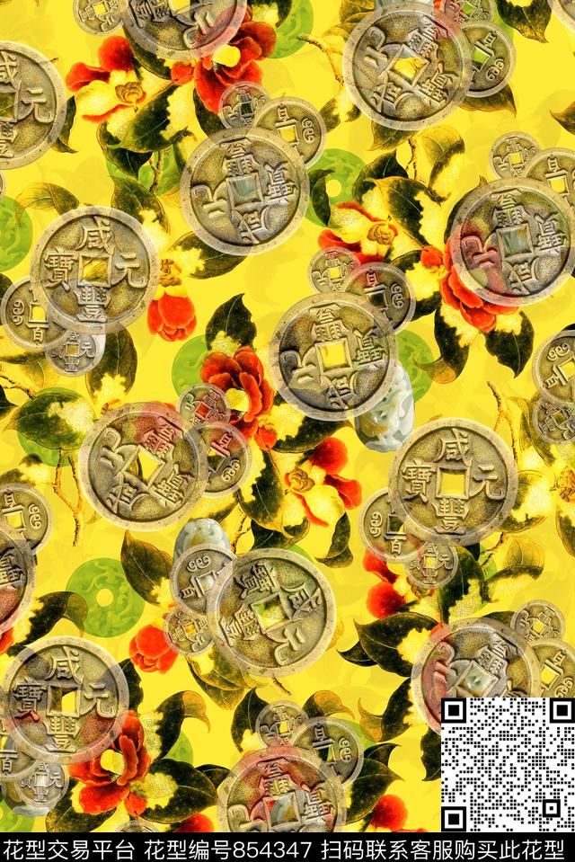 女装中国风玉数码印花华亿平台下载（图片编号: 854347） - 瓦栏（Walan）