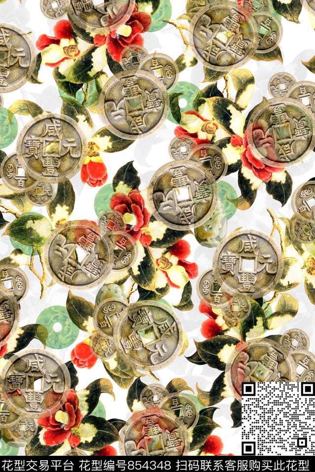 女装中国风玉数码印花华亿平台下载（图片编号: 854348） - 瓦栏（Walan）