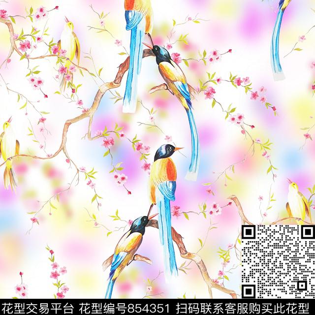 彩染清新手绘数码印花华亿平台下载（图片编号: 854351） - 瓦栏（Walan）