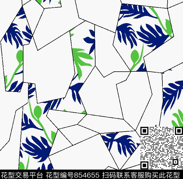 抽象不规则几何树叶传统印花华亿平台下载（图片编号: 854655） - 瓦栏（Walan）