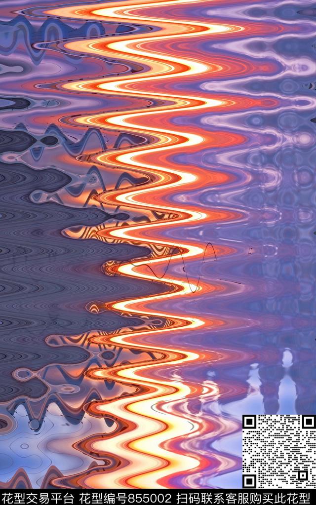 风景波浪湖数码印花华亿平台下载（图片编号: 855002） - 瓦栏（Walan）