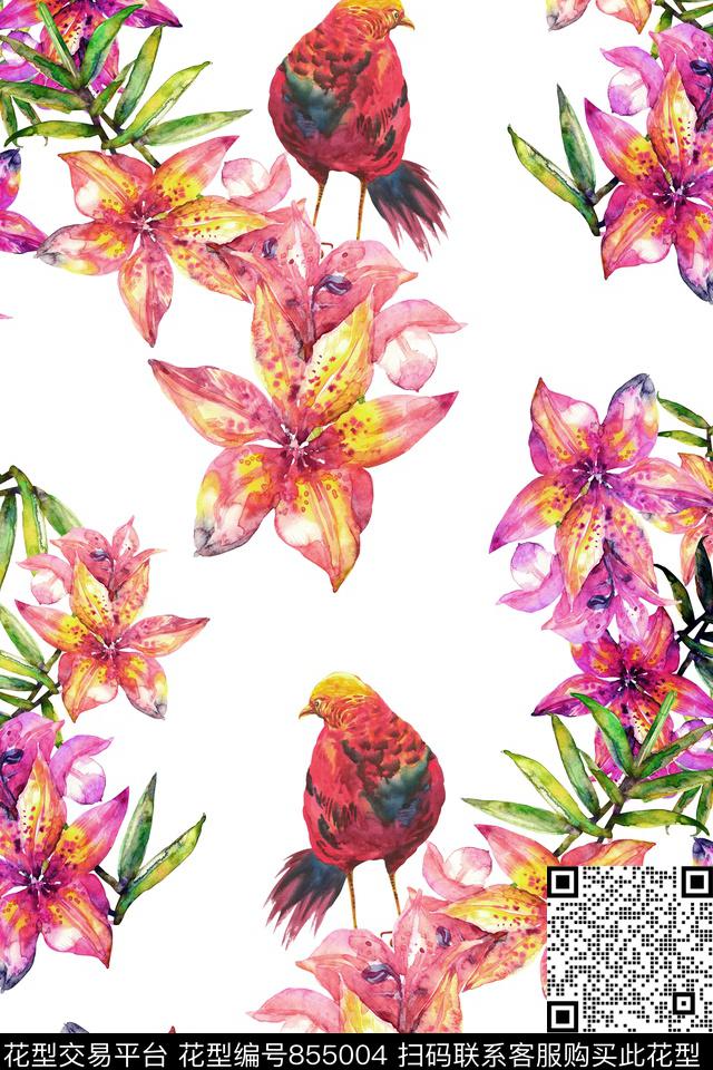 花卉大花欧式复古数码印花华亿平台下载（图片编号: 855004） - 瓦栏（Walan）