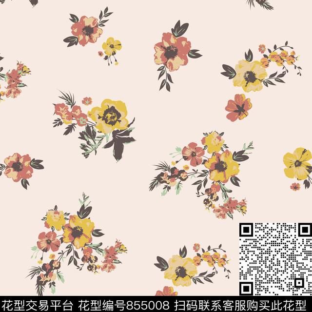 复古花卉碎花传统印花华亿平台下载（图片编号: 855008） - 瓦栏（Walan）