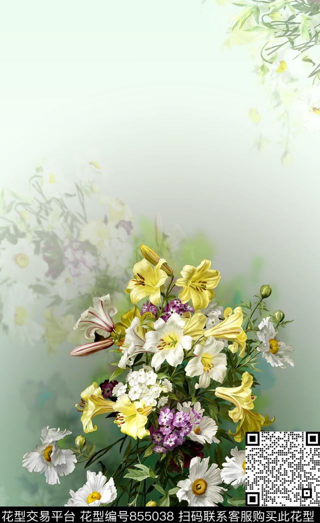 定位花女装花卉数码印花华亿平台下载（图片编号: 855038） - 瓦栏（Walan）