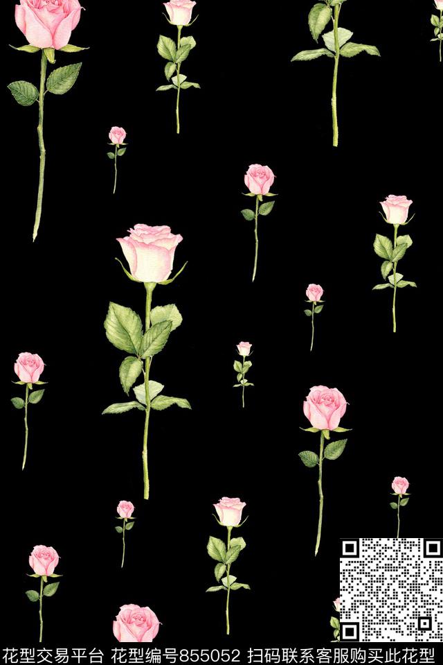 花卉小清新女装数码印花华亿平台下载（图片编号: 855052） - 瓦栏（Walan）