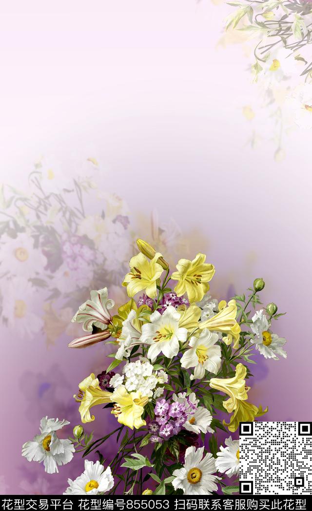 定位花女装花卉数码印花华亿平台下载（图片编号: 855053） - 瓦栏（Walan）