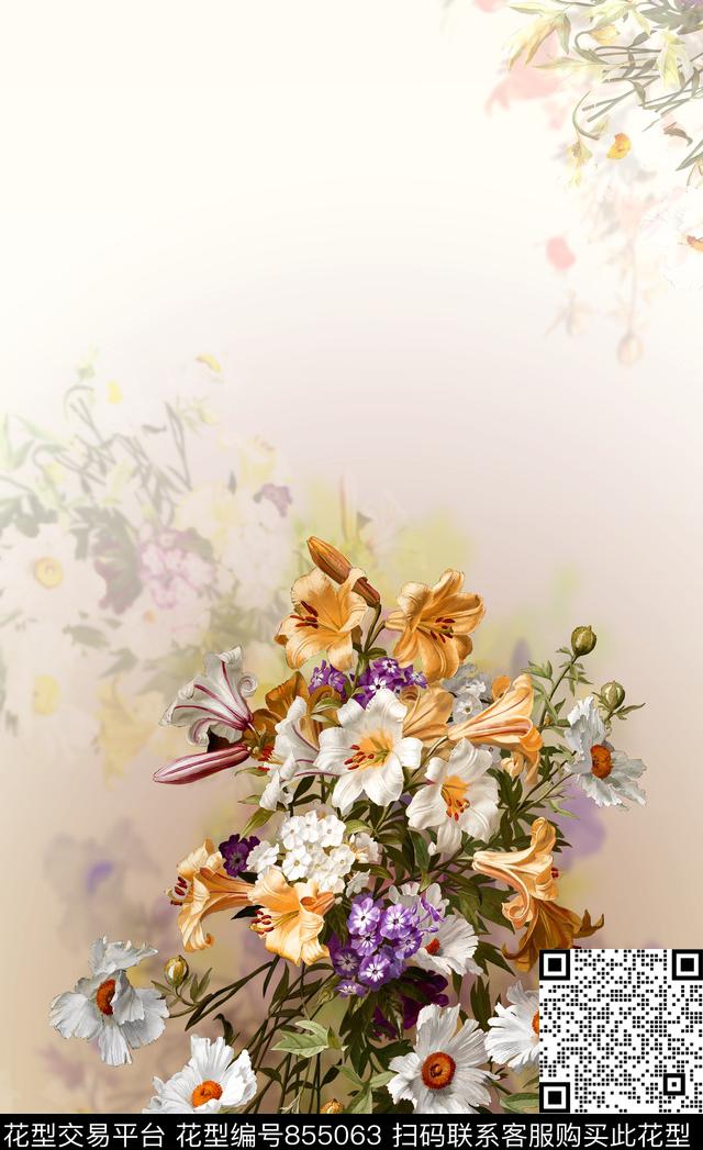 定位花女装花卉数码印花华亿平台下载（图片编号: 855063） - 瓦栏（Walan）