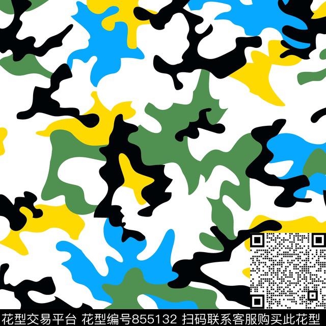 POLO不规则几何迷彩传统印花华亿平台下载（图片编号: 855132） - 瓦栏（Walan）