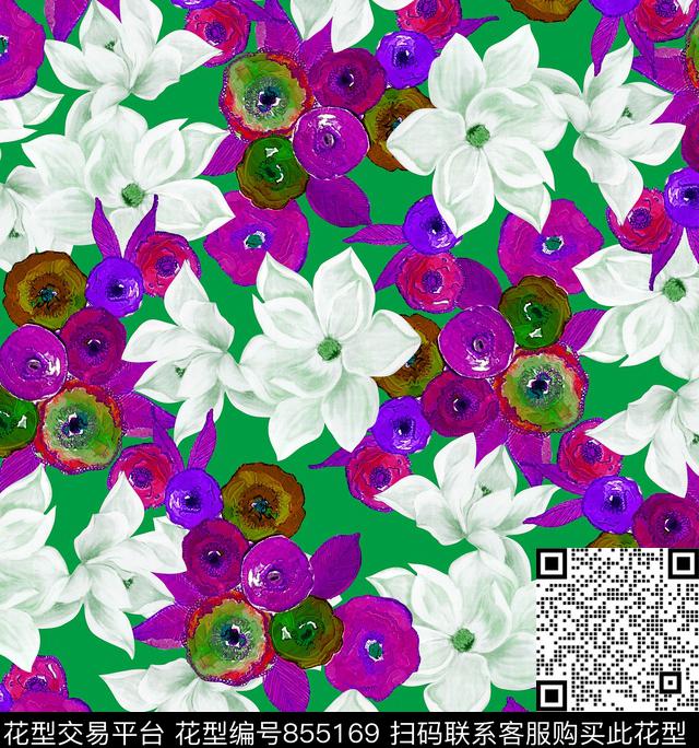 油画花卉艺术花卉多彩花数码印花华亿平台下载（图片编号: 855169） - 瓦栏（Walan）