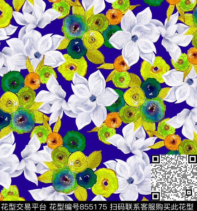 油画花卉艺术花卉多彩花数码印花华亿平台下载（图片编号: 855175） - 瓦栏（Walan）